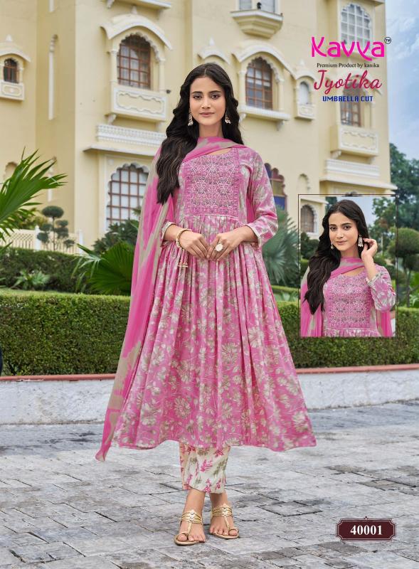 Kavya jyotika vol 40 umbrella cut 3pcs kurtis wholesale